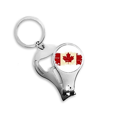 Keychain Canada motif feuille d'érable rouge bague multifonction métal
