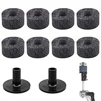 GNHG Filz-Becken-Set, 8 Stück 2.5cm Schlagzeug Becken Filz, 2 Beckenhülsen, Schlagzeug Zubehör, Beckenständer Zubehör Unterlegscheiben Drum Beckenfilz Pad Cymbal Zubehör
