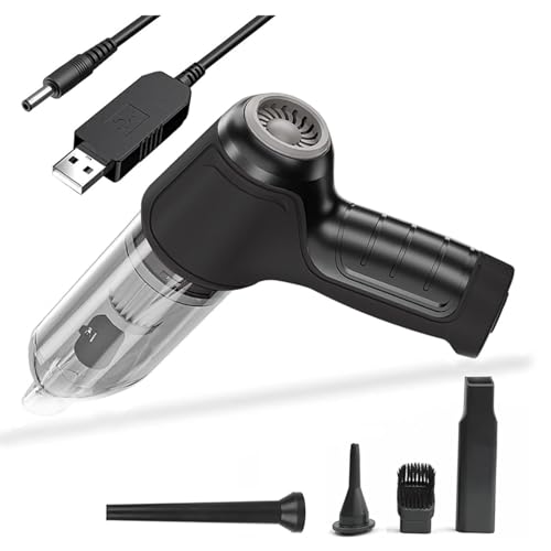 Wizvox Mini Aspiradora De Mano, Soplar, Aspirar Y Bombear Tres En Uno Mini Vacuum Cleaner Fuerte Poder De Limpieza Aspiradora De Coche, Puede Limpiar Teclados,SofáS,Alfombras,Black