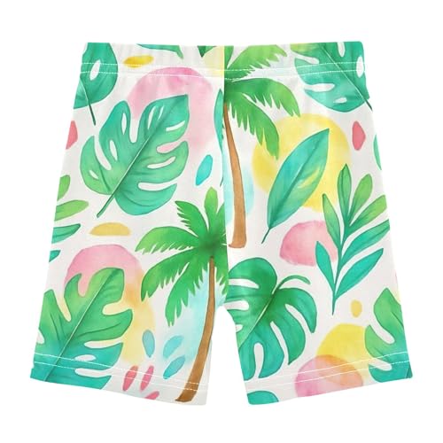 Under Skirt Shorts Floral Cotton Toddler Biker Shorts Girls 4t Summer Outfits Green Tropical Palm Leaves2