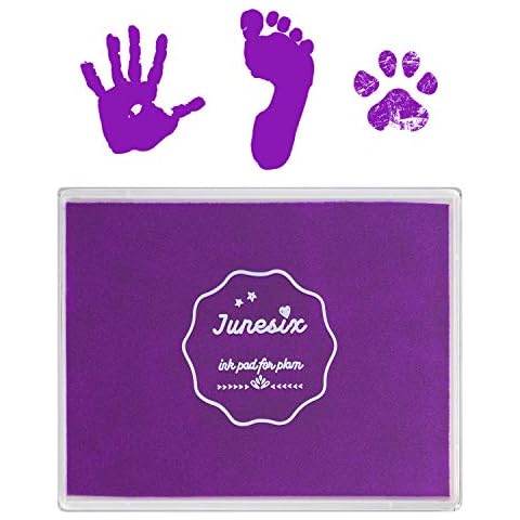 Ink Pad, 5x4'' Washable Non-Toxic Ink Stamp Pad for Baby Footprint Handprint, Purple Cover