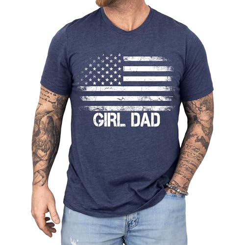 Girl-Dad Vintage American Flag Shirt - Dad of Girls T-Shirt, Father's Day Birthday Gifts