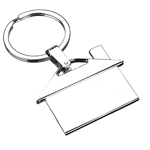 LuckgoCreative Metal Chrome House Model Key Chain Keyring Pendant Gift Decor Silver