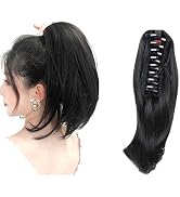 12'' Ponytail Extensions Short Curly Ponytail Claw Clip Synthetic Hairpieces Wig Extensions Invis...