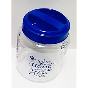 CGT BPA-Free Plastic Airtight Dog Cat Pet Treat & Food Storage Containers Canisters Jars Red Royal Blue My Favorite People Have Paws A House Is Not A Home Without Paw Prints (Set of 2)