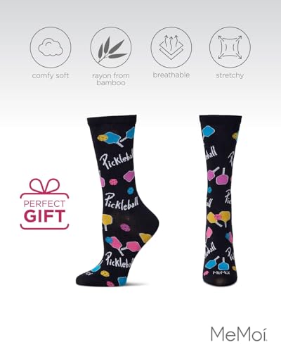 Image of MeMoi Women's Pickleball Paddle Rayon From Rayon Crew Socks