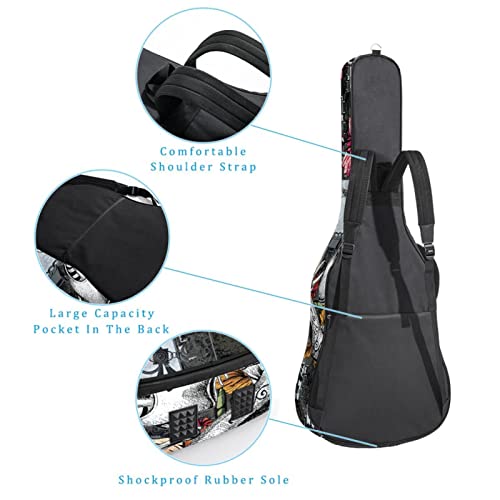 Housse imperméable pour guitare acoustique avec double bandoulière et poche Motif feuilles d’écureuil Violet… - Les Beatles, Paul McCartney, John Lennon, RIngo Starr, George Harrison Housse imperméable pour guitare acoustique avec double bandoulière et poche Motif feuilles d'écureuil Violet… – Image 4