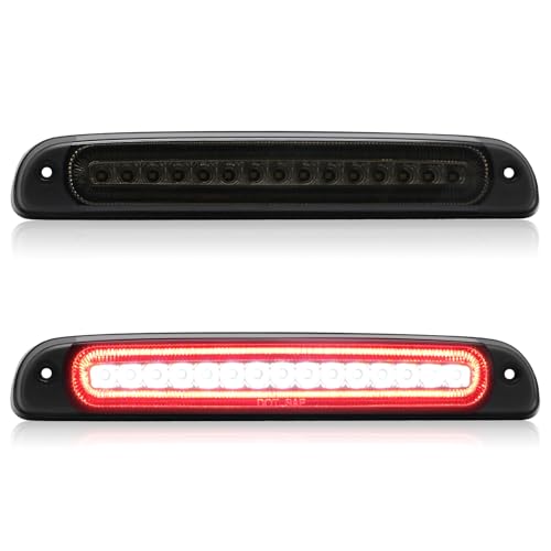 LUDARM Smoke Lens LED 3rd Brake Light Compatible with1999-2016 F250 F350 F450 F550 Super Duty for 1995-2011 Ranger for 2001-2005 Explorer sport Trac F1 Style Flash Third Brake Cargo Lamp