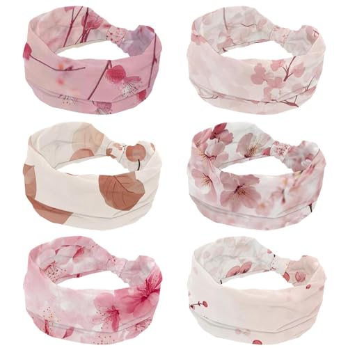 Bandeaux élastiques larges antidérapants pour femme lot de 6 pièces à motif cerises