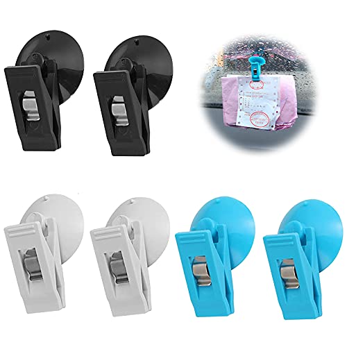 Porte Notes 6 Morceaux Billet Verres Clip Clips à Ventouse Pince Polyvalente Support Ventouse Pince Avec Ventouse Pour Permis De Stationnement Permis De Stationnement Résident Permis De Stationnement Cover