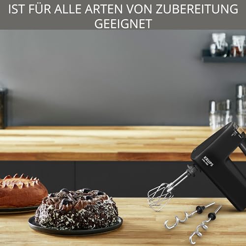 Krups F60858 3 MIX 7000 Handmixer 60 Jahre Edition | 500W | ergonomischer Griff | 1,65m-langes Kabel | Geschwindigkeitsregler, Schneebesen & Knethacken | bis zu 1kg Brotteig | Schwarz/Kupfer – Bild 4