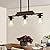 3-Light Kitchen Chandeliers Over Table, Farmhouse Chandeliers for Dining Room, Black Linear Chandelier with Clear Glass Shades, Modern Rustic Wood Dining Room Light Fixture, with Adjustable Height