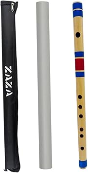 Professional 6 Holes Polished Bamboo Flute - Indian Flute With Carry Bag Scale-F