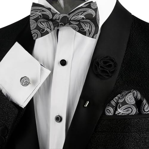 Image of Alizeal Mens 4pcs Vintage Paisley Bow Tie Set