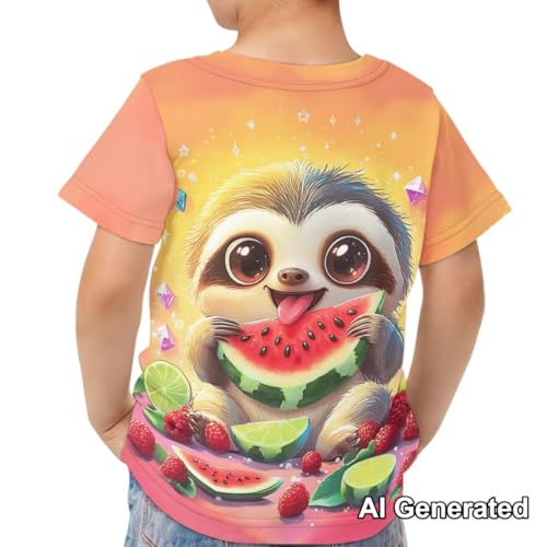 Image of Xhuibop Kids Tshirts Girls Boys 3-16 Years Summer Clothes for Teens Loose Fitting Tops