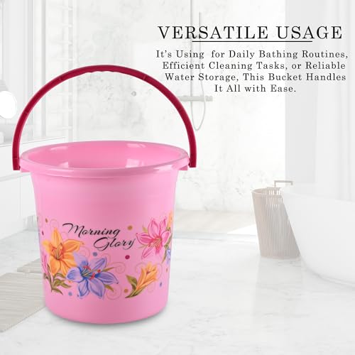 Image of Heart Home (Set of 4) Bathroom Bucket & Mug Set | Bath Combo Set for Hotels, Laundry, Dorms (Each 1 Pieces) Bucket-18 L & Mug-500 ml Bathing Set | Bathroom Accessories Set | Blue & Pink