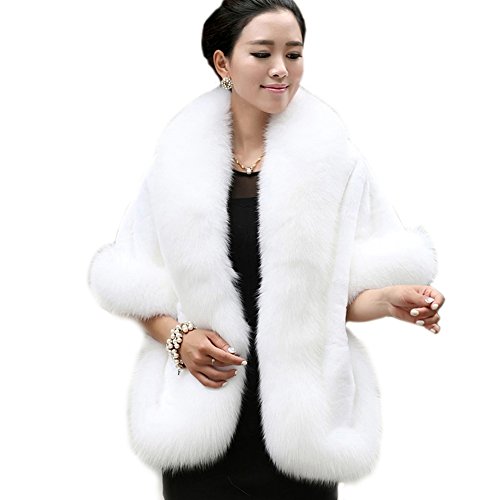 Women's Faux Fur Coat Wedding Cloak Cape Shawl for Evening Party2