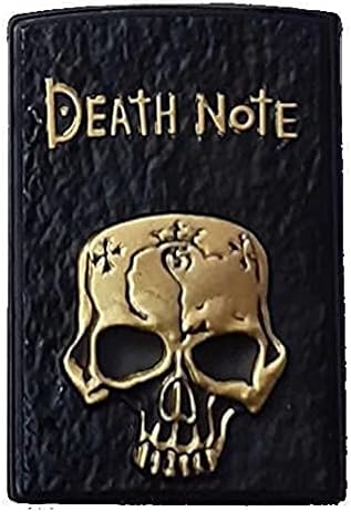 Mithi Refillable Death Note Skull Design Butane Windproof Gas Flame Side Slider Pocket Lighter Pocket Lighter (Black) 156