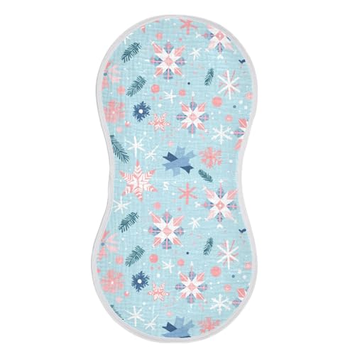 Blue Snowflakes Simple Cotton burping Cloths for Babies Breathable Milk Spit Up Cloth for Unisex Set of 2, 22x11in2
