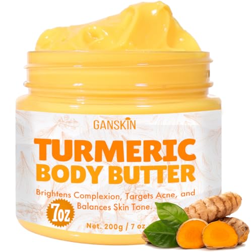 Ganskin Turmeric Face Cream – All Natural Skin Brightening Lotion – Turmeric Whipped Body Butter for Dark Spots, Hyperpigmentation – Skincare Cleanses, Fights Acne, Evens Tone, Scars, Sun Damage
