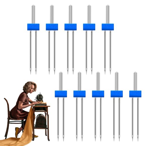 Máquinas de coser de doble aguja, de acero inoxidable, compactas, para máquinas de coser, agujas dobles, para mujeres, hombres, principiantes, acolchar y bordar