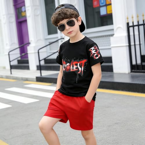 Image of Yoxindax Boys Clothes 2-Piece Casual Street Style Turn-Down Collar Half Zip Kids 4-12 Years Teen Boys Summer Outfits