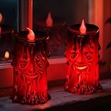 Kaezuy Halloween Deko Leuchtend Geister Baumstumpf, 2 Stück Baumstumpf Geist Kerzen mit LED Licht, Halloweendeko Geisterbaum Figur Teelichter Kerzen für Halloween Party Dekoration