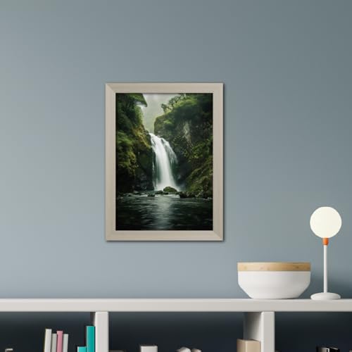 Image of TenorArts Waterfall Photo Frame Vastu Positivity Lucky Wall Painting Aesthetic Art Frames with White Wooden Texture for Living rooms Office Bedroom - Wall Paintings /Hangings (12inches x 9inches)