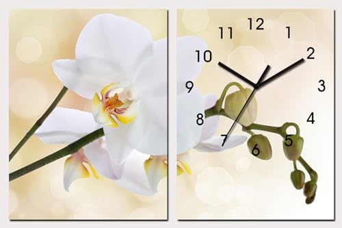 ruedufengshui com Horloge Murale Zen orchidée -2 panneaux-40cmx60cm-silencieuse-Pendule Murale- Horloge Design