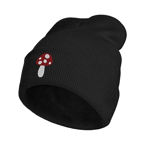 Image of Embroidery Goth Beanie Knit Hats for Men & Women, Embroidery Winter Hats Skull Cap