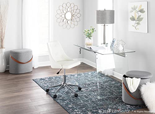 Woybr Pu, Foam, Chrome Marche Office Chair, 24Lx22.75Wx35H, Eggshell/Off White #TOP7