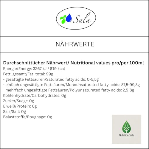 Sala Rizinusöl kaltgepresst BIO 1 L 1000 ml Glasflasche