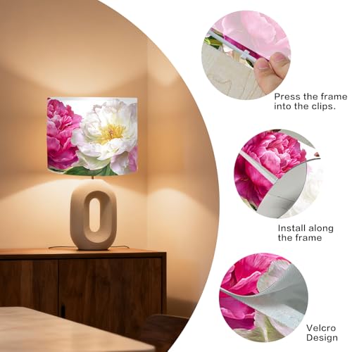 Image of Nuxovilar Lamp Shades Set of 2, 13 inch Top x 13 inch Bottom x 10 inch High (Spider) | Table lamp shades blooming peony flower design bedroom living room elegant space covers (Peony)