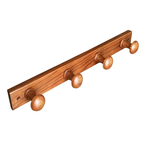 PERCHA Pared 4 Pomos madera pino lacado miel 485 X 50 X 72 MM