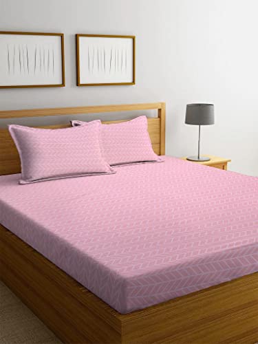 Image of Jashan Elastic Fitted Bedsheet for Double Bed King Size-Cotton- with 2 Pillow Covers | Size - 72x78+8 inches (Multi-2)