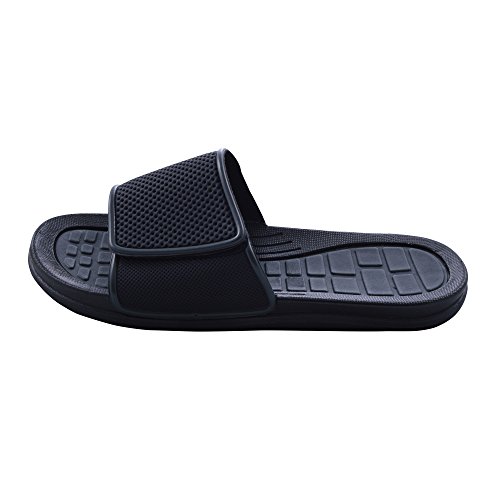 Sky Sole Mens Slide Sandals With Adjustable Strap, Grey Trim, 10 #TOP1
