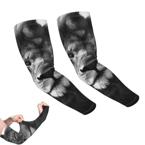 VTCTOASY Arm Sleeves for Men Women UV Sun Protection Sleeves African lion black and white Arm Sleeve Cooling Tattoo Cover
