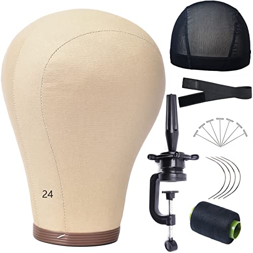 CorkHead Wig Head Mannequin Head with Stand for Wigs Making 24 inch (7 piece set)