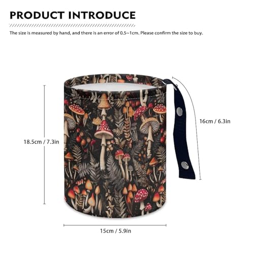 Image of Mushroom Floral Car Trash Bin Hanging, Waste Basket - Cute, Portable, Collapsible, Waterproof Rubbish Bag for Back Seat, Floor, or Hanging Headrest