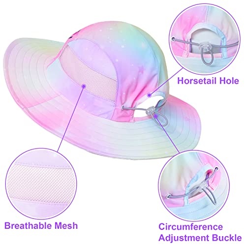 Image of Kids Sun Hat for Toddler Girls Unicorn Bucket Hats UV Protection Summer Hat for Kids Wide Brim Fishing Hat 2-8 Years