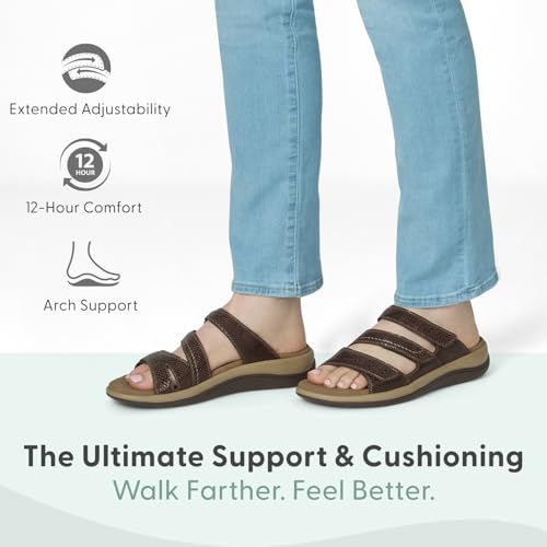 Image of Orthofeet Women's Orthopedic Sahara Adjustable Three-Strap Slide Sandal