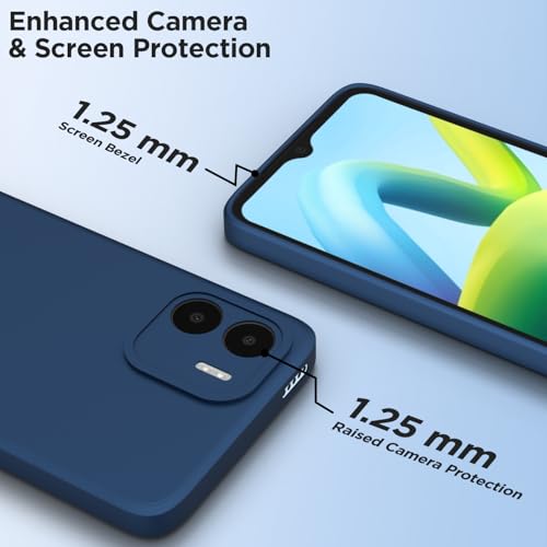Image of Outlouders Back Cover for Redmi A1 / Redmi A2 | Camera Protection | Durable Soft Matte Silicone Bumper Case (Blue)