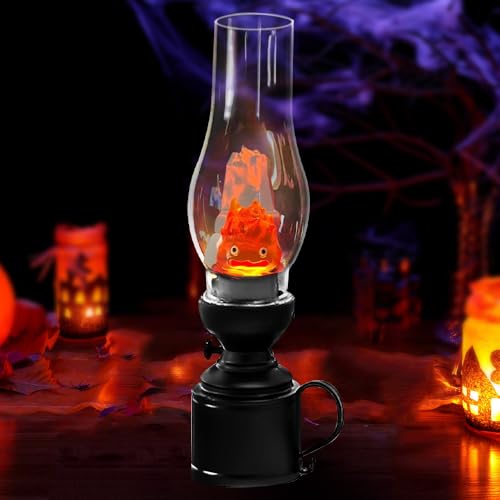 Vmxlso Calcifer Flickering Night Light - Anime Resin Statue Flame Atmosphere Lamp with Cartoon Design for Home Decoration