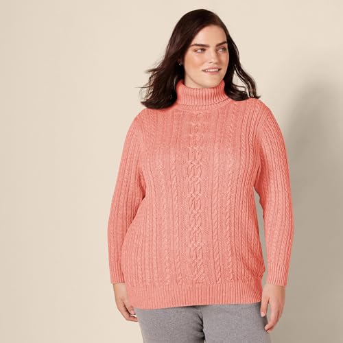 Image of Amazon Essentials Women's Long Sleeve Fisherman Cable Knit Turtleneck Sweater (Available in Plus Size)