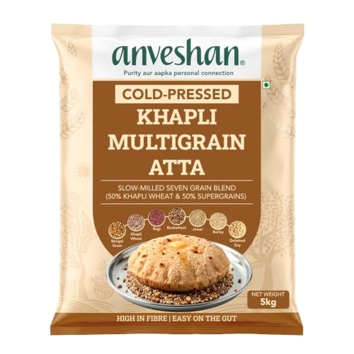 Anveshan Cold-Pressed Khapli Multigrain Atta (5Kg) | Low GI Flour with 50% Emmer Wheat & 6 Supergrains | High Fiber, High Protein (5 kg) image 2