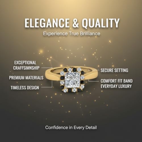 Image of Choose Your Gemstone Floating Halo Diamond CZ Ring Yellow Gold Plated Princess Shape Halo Engagement Rings Everyday Jewelry Wedding Jewelry Handmade Gifts for Wife US Size 4 to 12