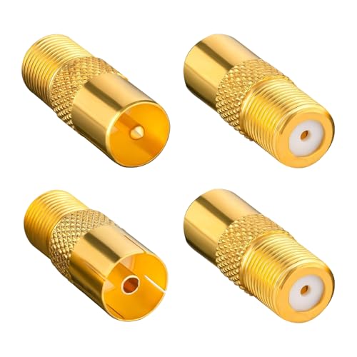 Adaptador de antena de TV de 4 piezas, Convertidores hembra a coaxial macho IEC para cable satélite receptor de televisión, 2 x hembra