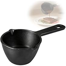 MMasters 10 Ounce Cast Iron Melting Pot, Pre-Seasoned Small Casing Iron Sauce Basting Pot for Grilling, Melting,Camping Cooking