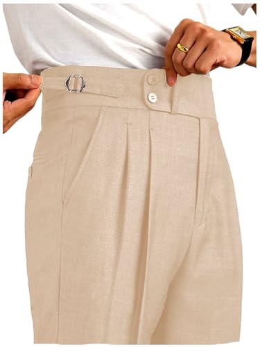 Mens Dress Pants Classic Gurkha Pants Slim Fit Casual Pleated Business Lightweight Trousers