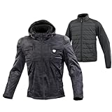 [KOMINE] バイク用 ジャケット JK-6235 ハイプロテクトソフトシェルシステムパーカ セット Black Camo M 07-6235 M